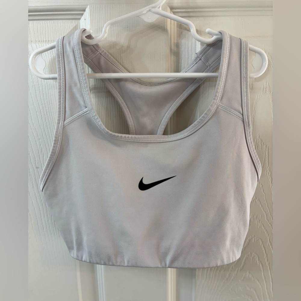 Nike Women's White Sports Bra Size Small Black Swoosh Dri-Fit